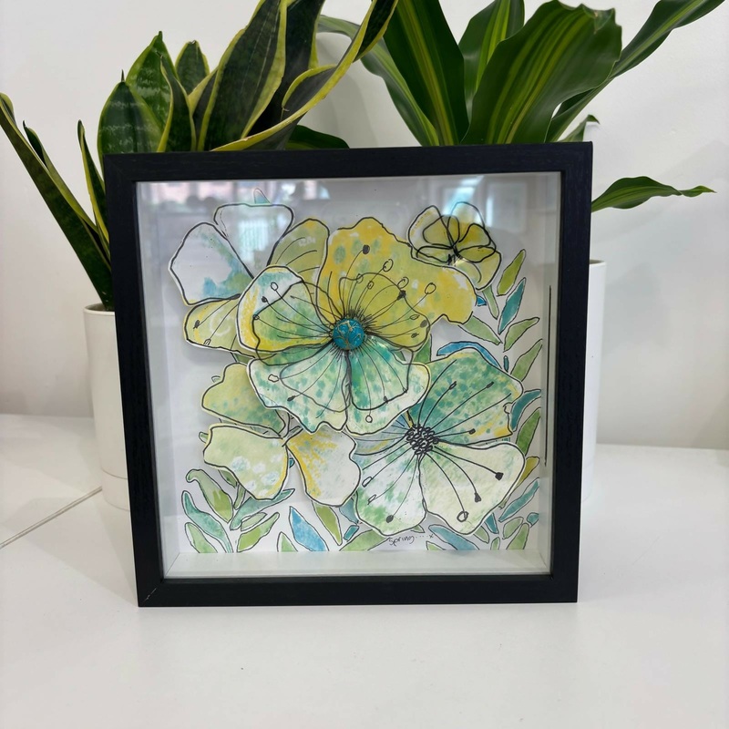 Framed Green Florals