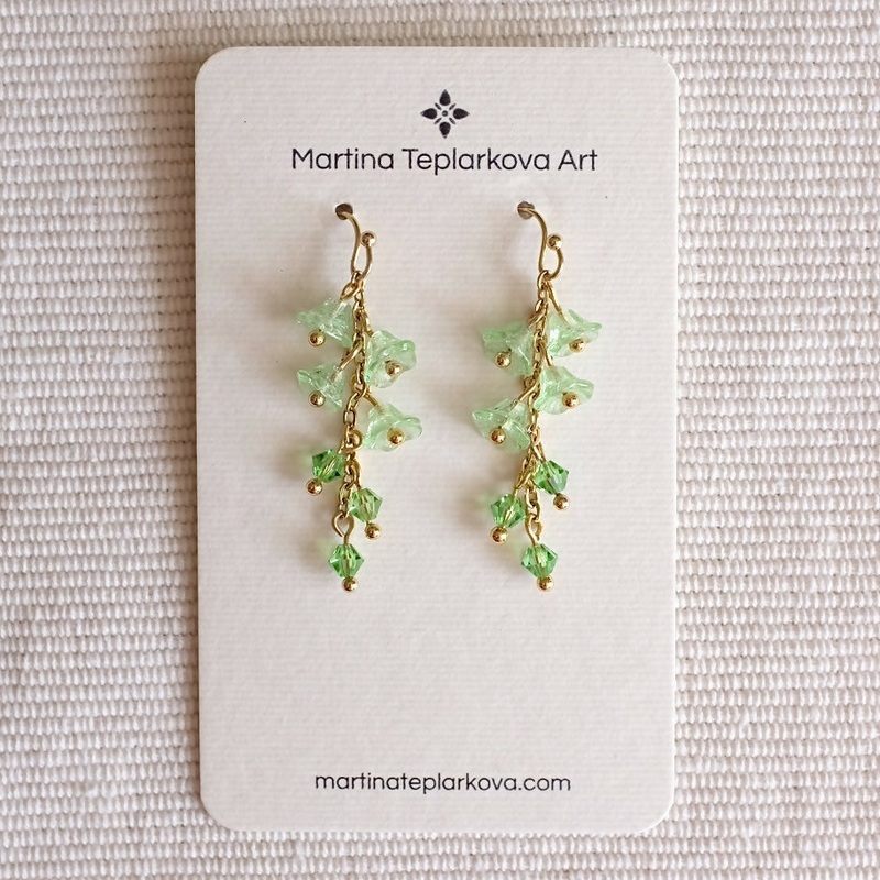 Green Blossom Cluster Earrings