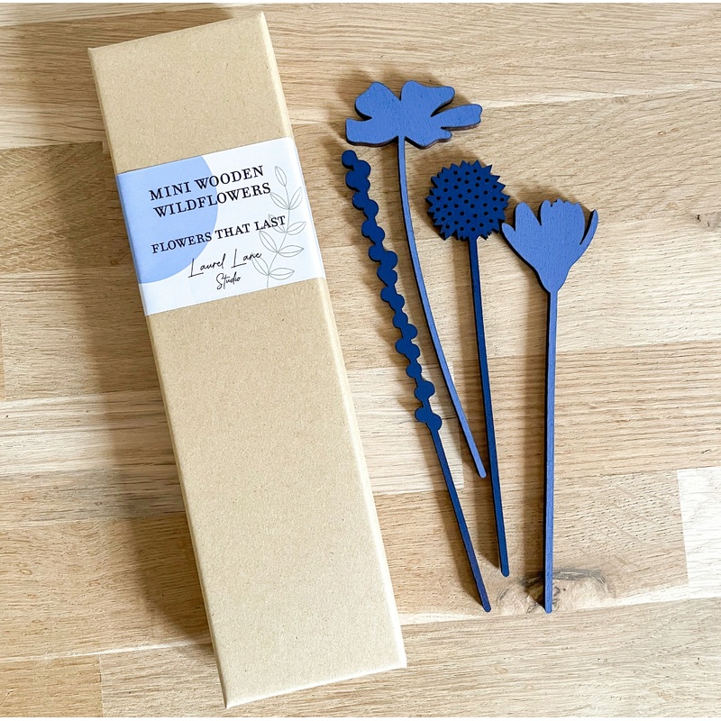 Mini Wooden Wildflowers Set – Blue