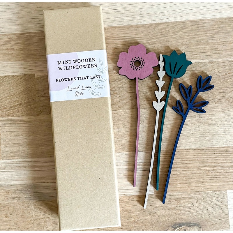 Mini Wooden Wildflowers Set – Pink