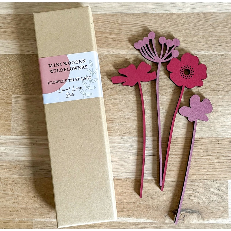Mini Wooden Wildflowers set – Red