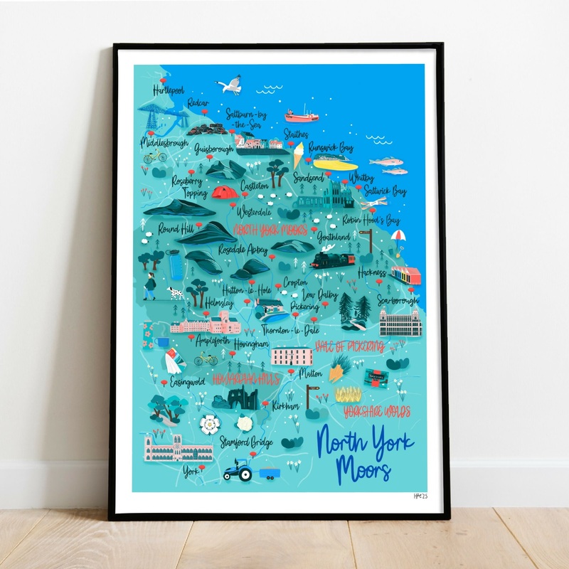 North York Moors Map Art Print