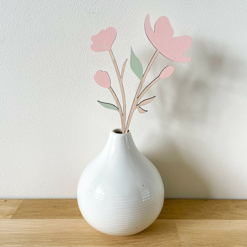Wooden Multi Flower Stem – Pink Blossom