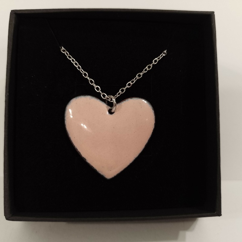 Baby Pink Heart Enamel Pendant