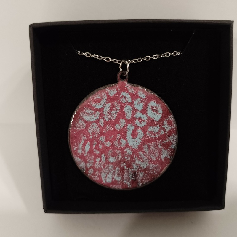 Blue and Purple Statement Circle Enamel Pendant