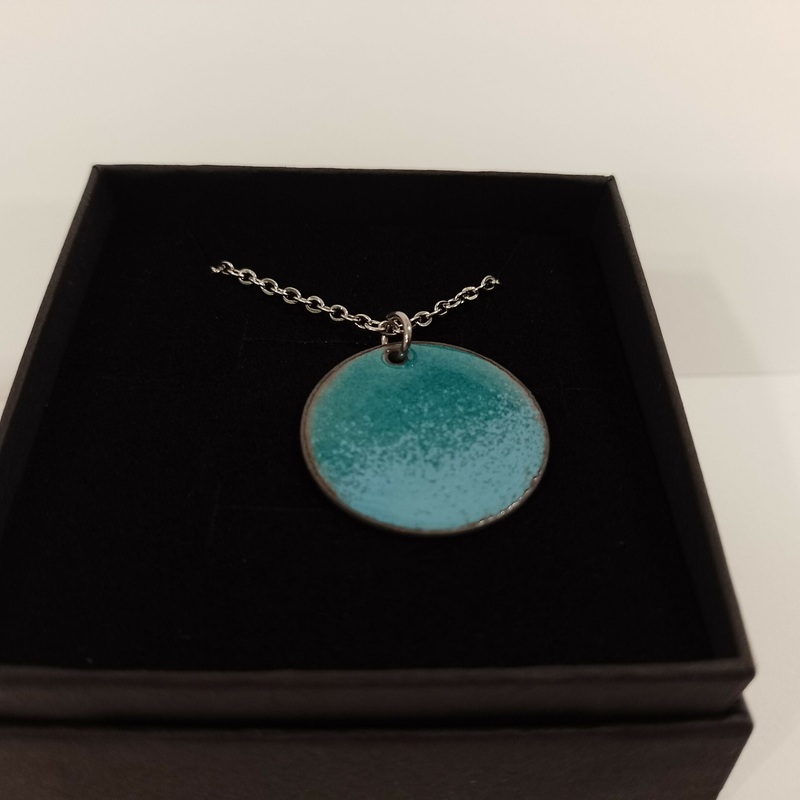 Blue Ombre Circle Enamel Pendant