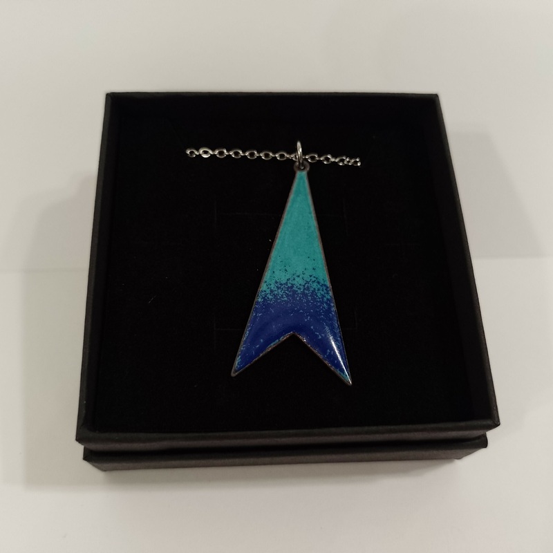 Blue Ombre Geometric Enamel Pendant