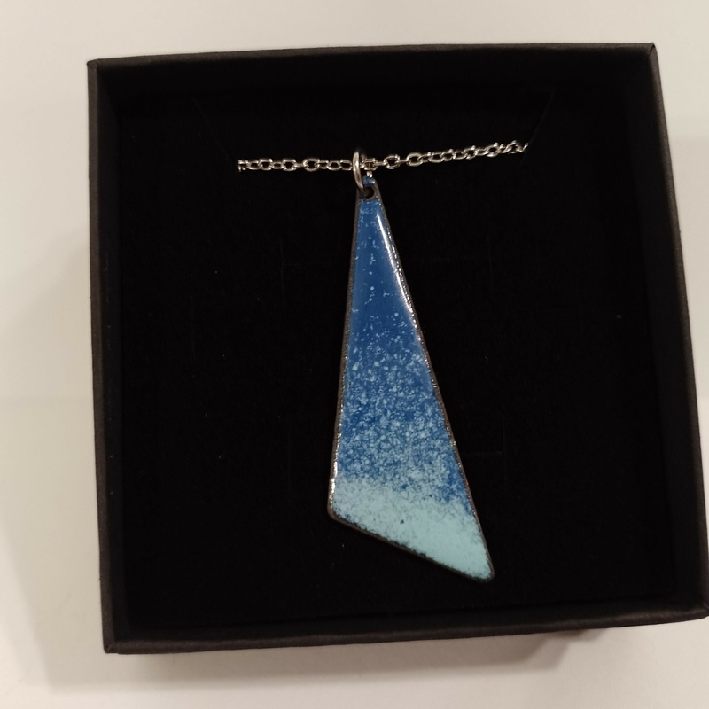 Blue Ombre Triangle Enamel Pendant