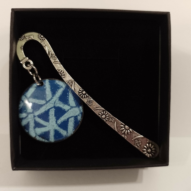Blue Pattern Circle Flower Enamel Bookmark