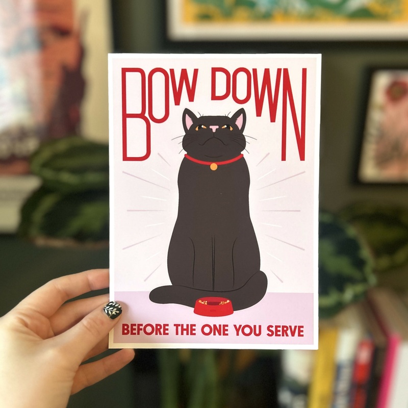 Bow Down Cat Print A4