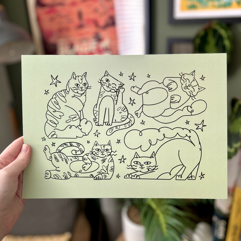 Cat Pattern Print A4