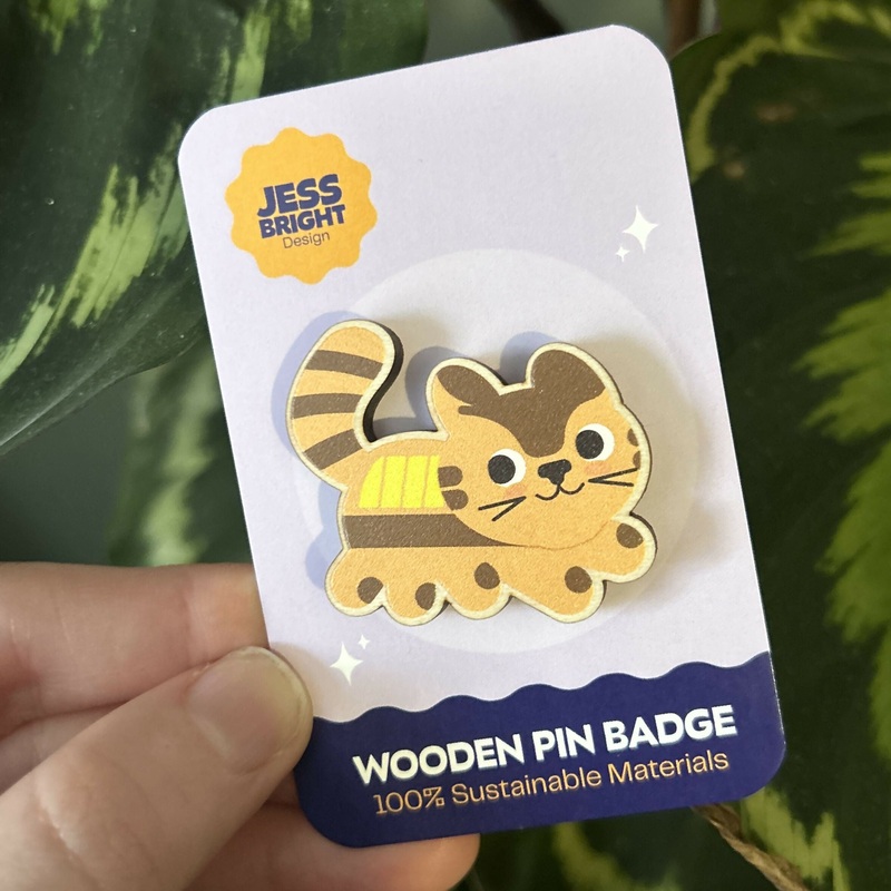 Catbus Sustainable Wooden Pin Badge