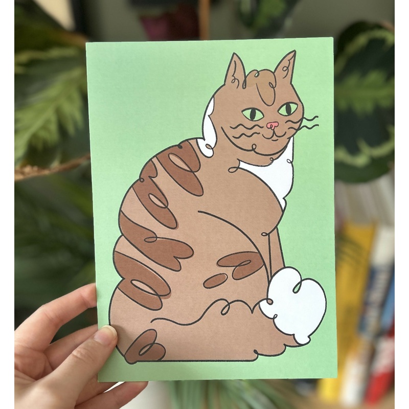 Fluffy Cat A5 Print