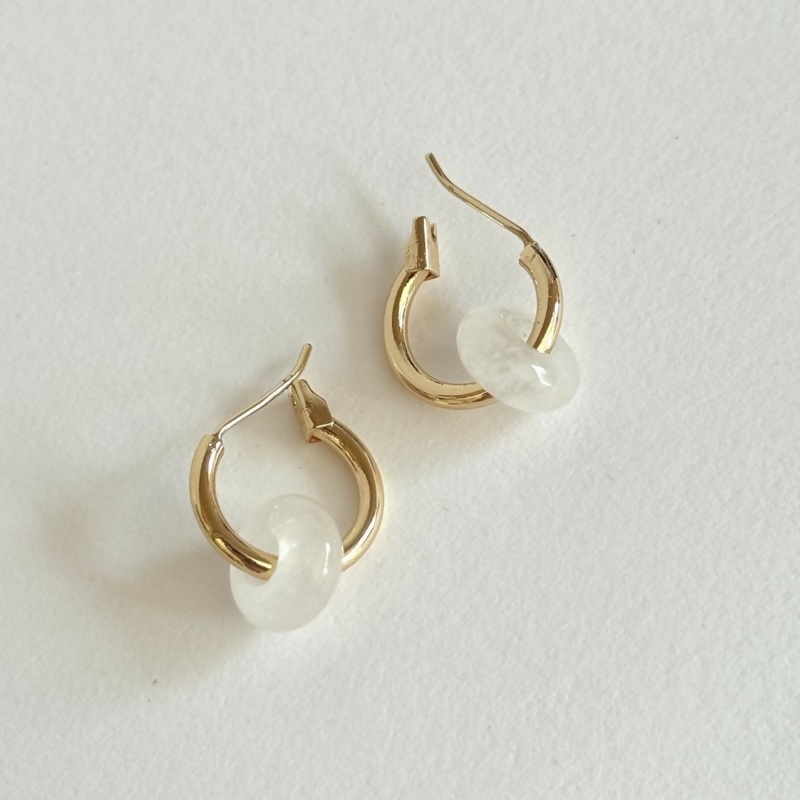 Freya / Gold Hoop / Clear Quartz Charm