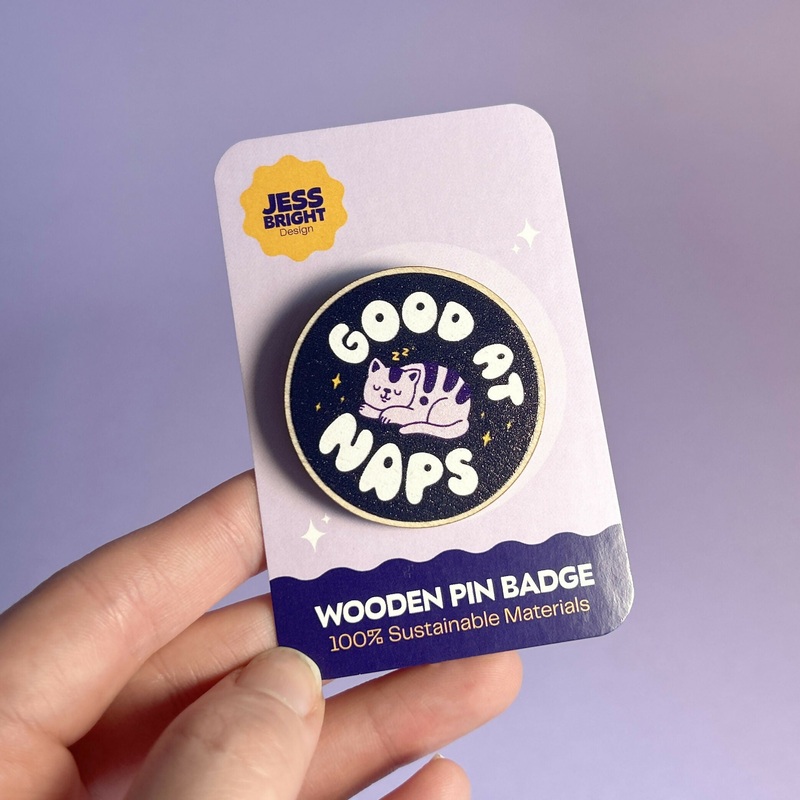 Good at Naps Sustainable Wooden Pin Badge