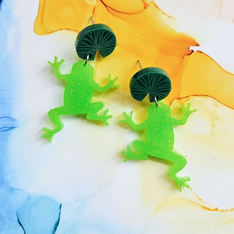 Handmade Resin Frog Earrings