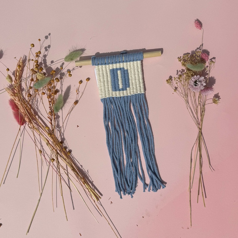 Initial Macrame Wall Hanging (Blue)