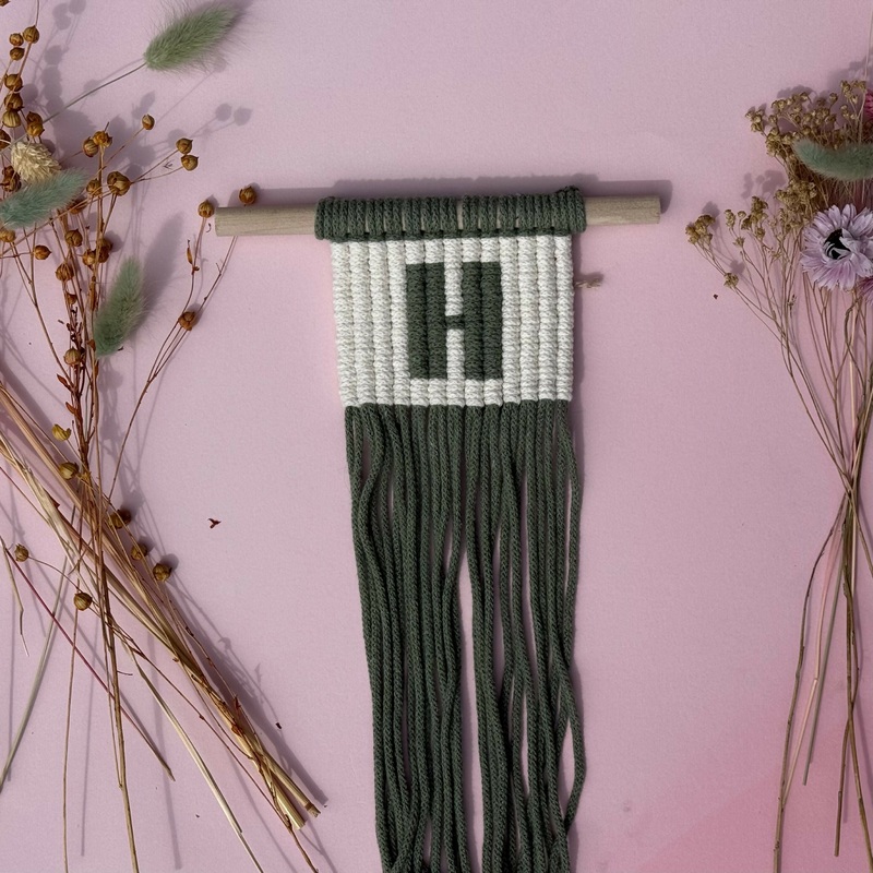 Initial Macrame Wall Hanging (Green)
