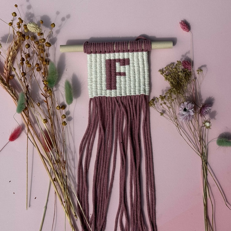 Initial Macrame Wall Hanging (Pink)