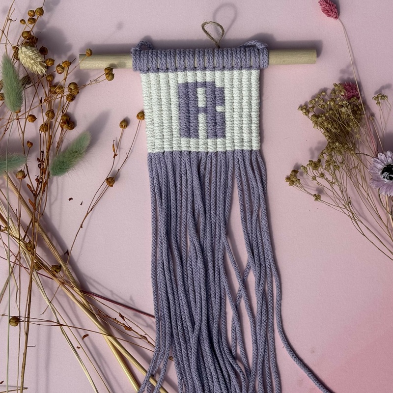 Initial Macrame Wall Hanging (Purple)