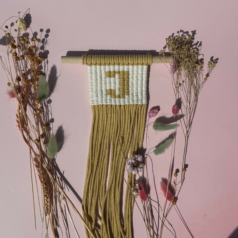 Initial Macrame Wall Hanging (Yellow)
