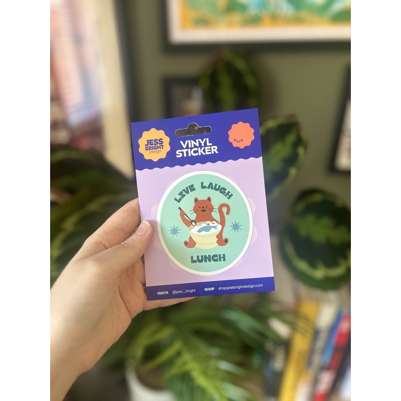 Live Laugh Lunch Cat sticker