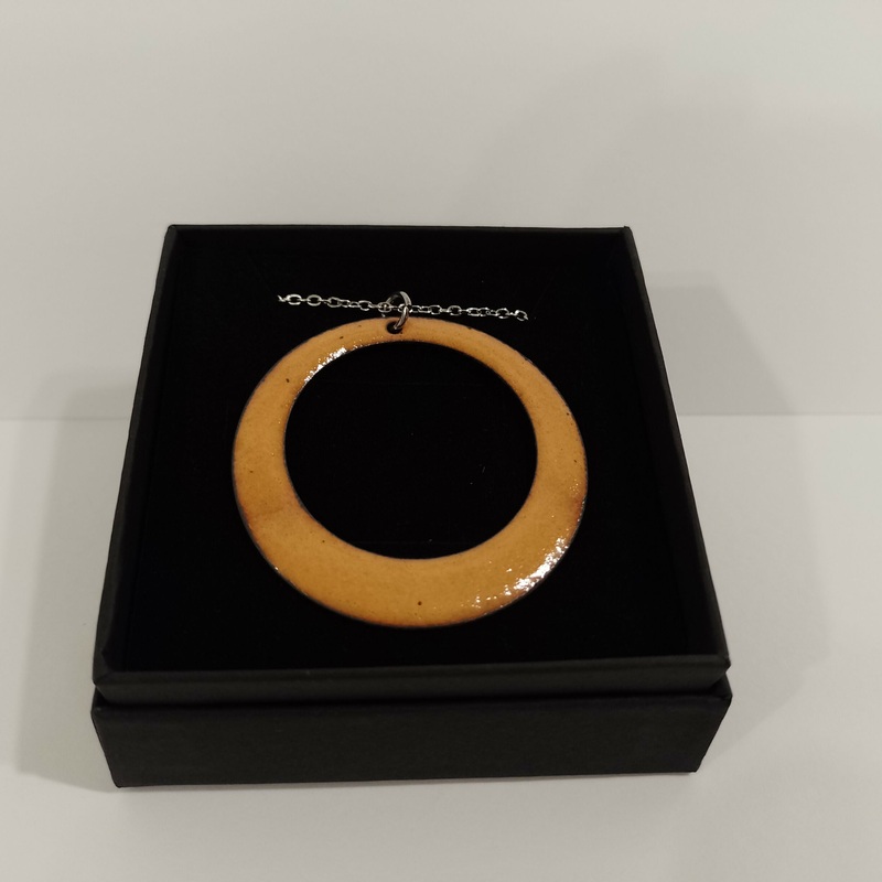 Mustard Open Circle Enamel Pendant