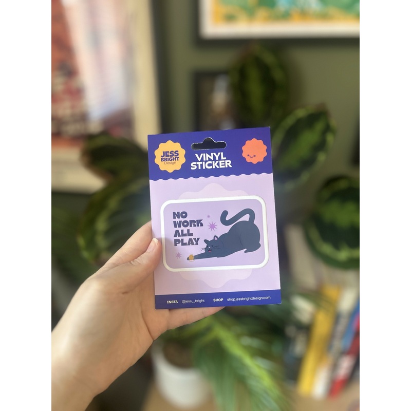 No Work All Play Cat sticker