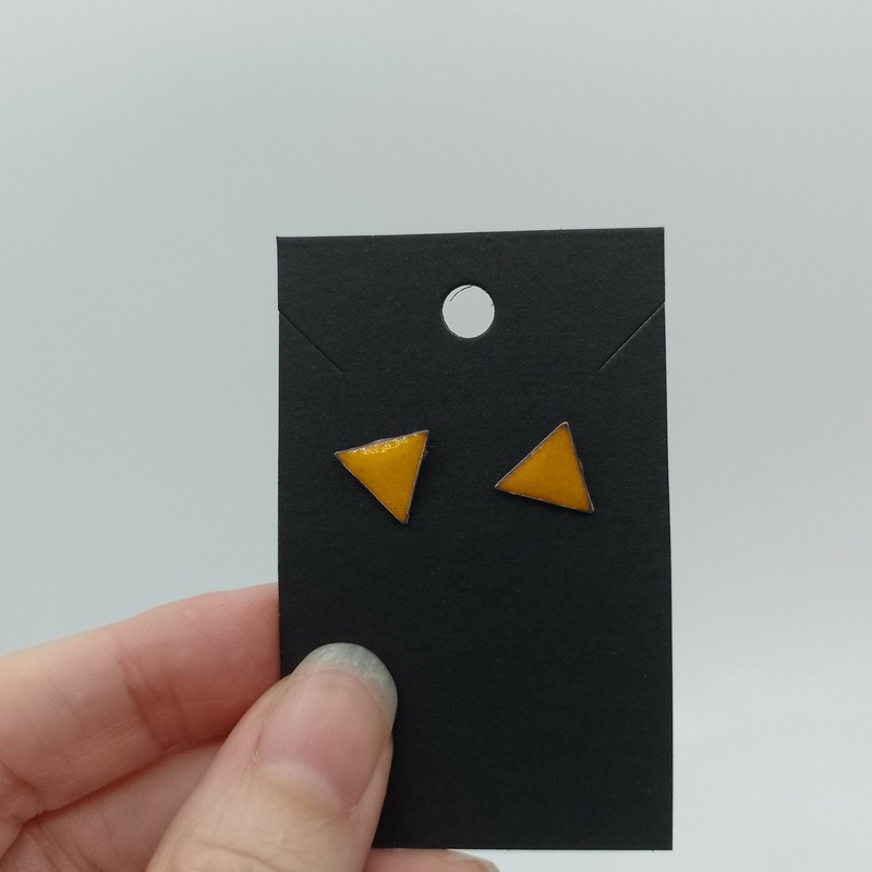 Orange Triangle Enamel Earring Studs