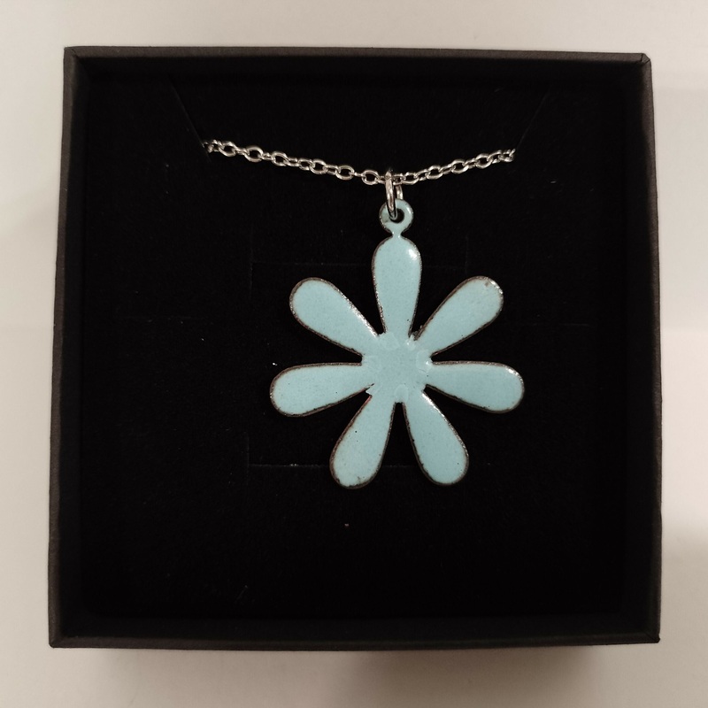 Pastel Blue Flower Enamel Pendant