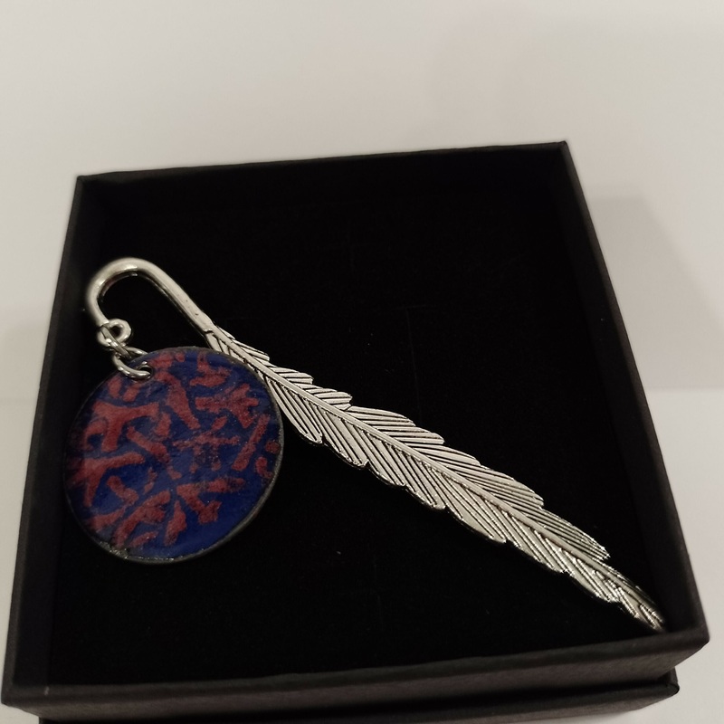 Purple Circle Feather Enamel Bookmark