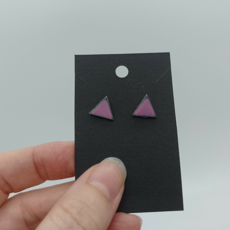 Purple Triangle Enamel Earring Studs