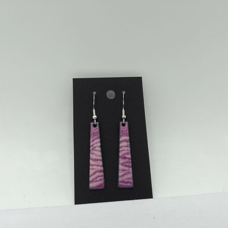 Purple Zebra Rectangle Enamel Earrings