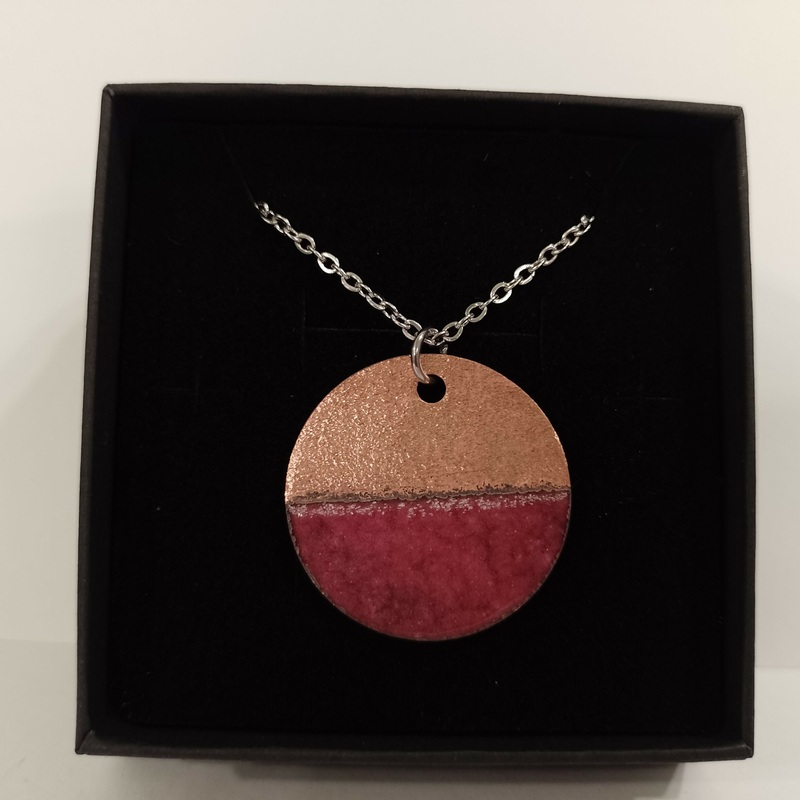 Red and Copper Enamel Pendant