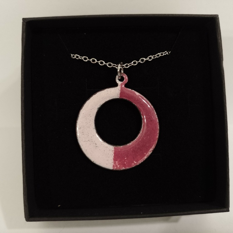 Split Colour Purple Enamel Pendant