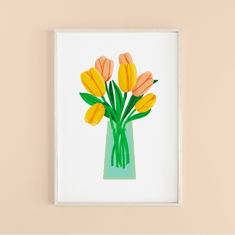 Tulip Bunch Print A4