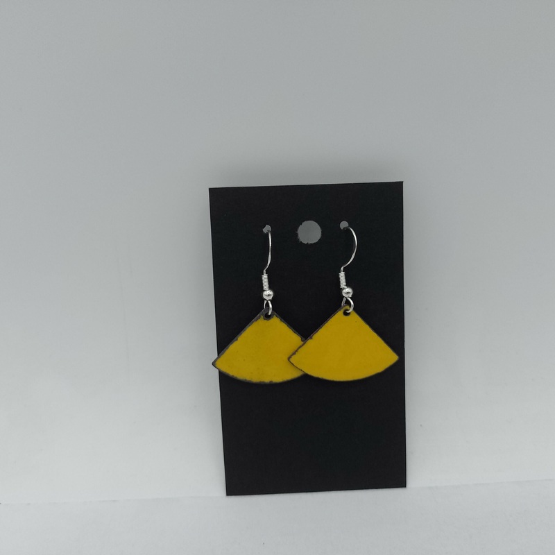 Yellow Fan Enamel Earrings