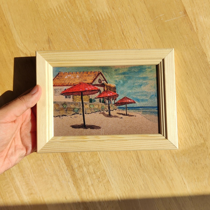 Art Print – Beach Cafe – Mini Art Print / A5 Art Print / Framed Options