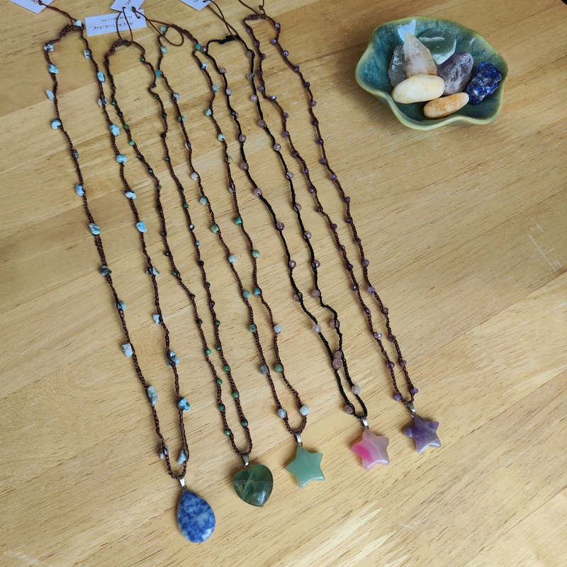 Crochet Gemstone Necklaces|Pink Agate with Mixed Stones|Amethyst with Mixed Stones|Blue Agate with Apatite|Amazonite with Amazonite|Pink Quartz with Mxed Stones|Pink Agate with Strawberry Quartz|Aventurine with Amazonite|Myanmar Jade with African Turquo