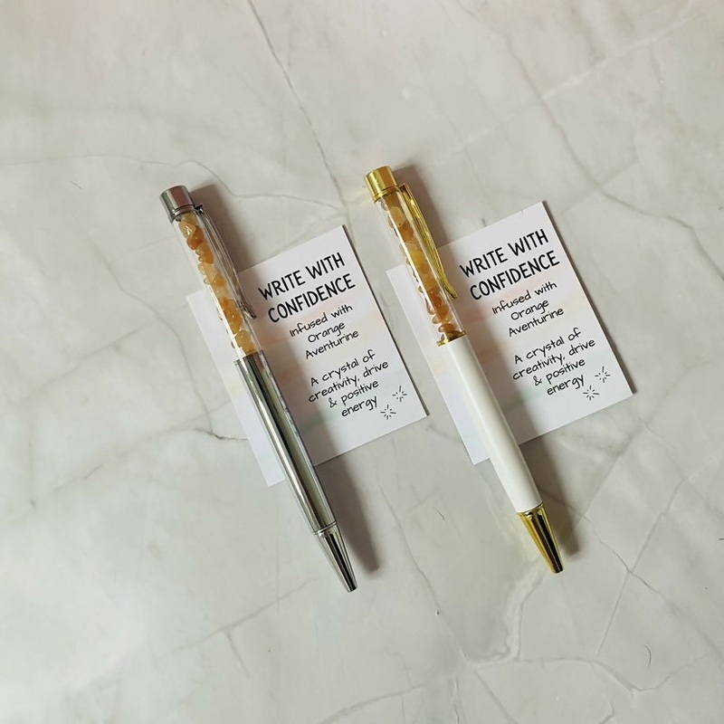Crystal Infused Pen – Confidence (Orange Aventurine)