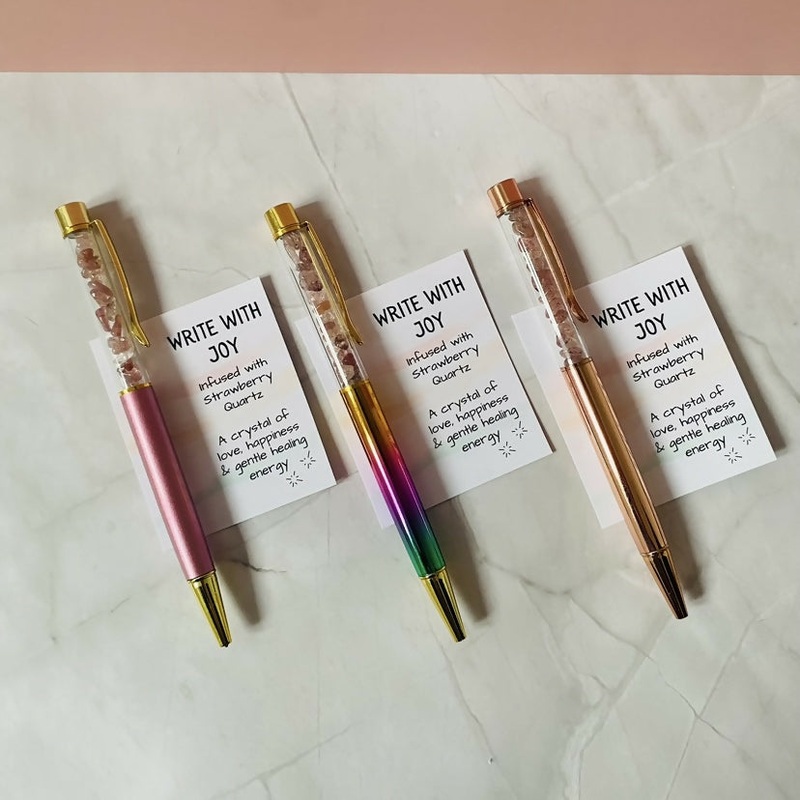 Crystal Infused Pen – Joy (Strawberry Quartz)