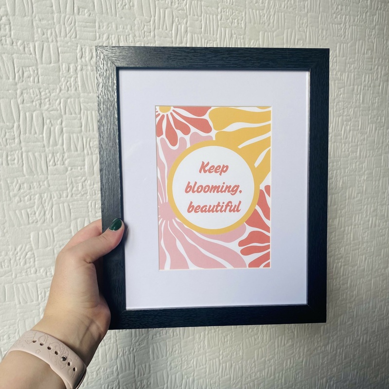 Framed Keep Blooming, Beautiful Print (Blk)