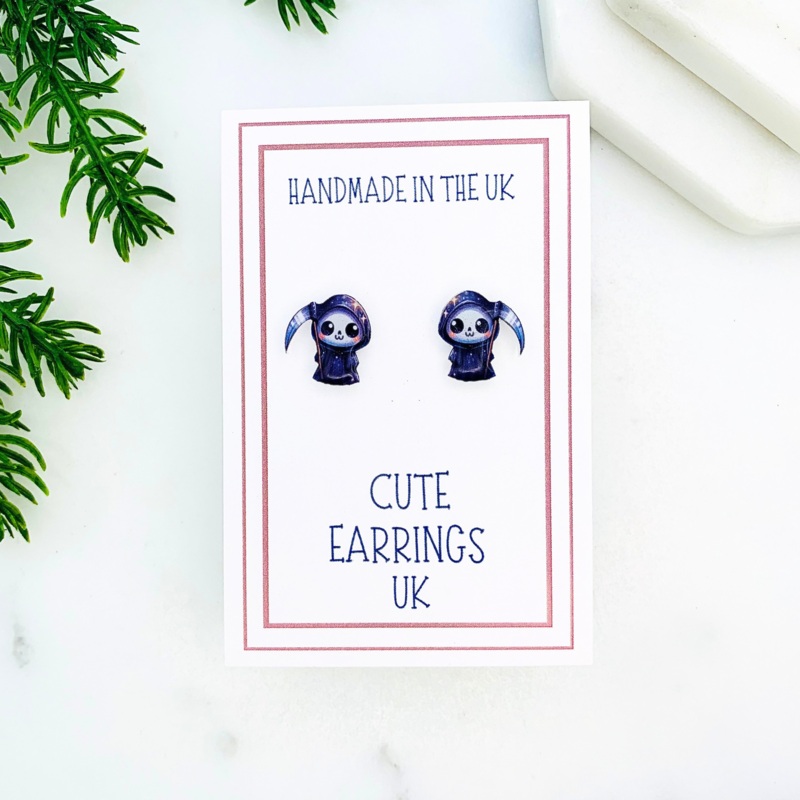 Grim Reaper Stud Earrings