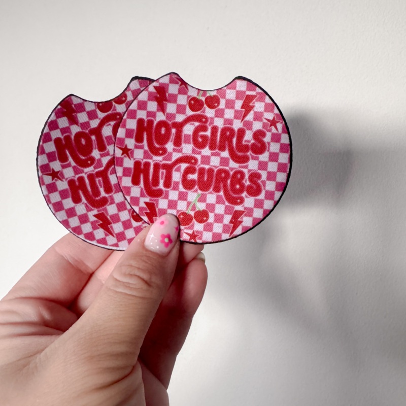 Hot Girls Hit Curbs Car Coaster Set