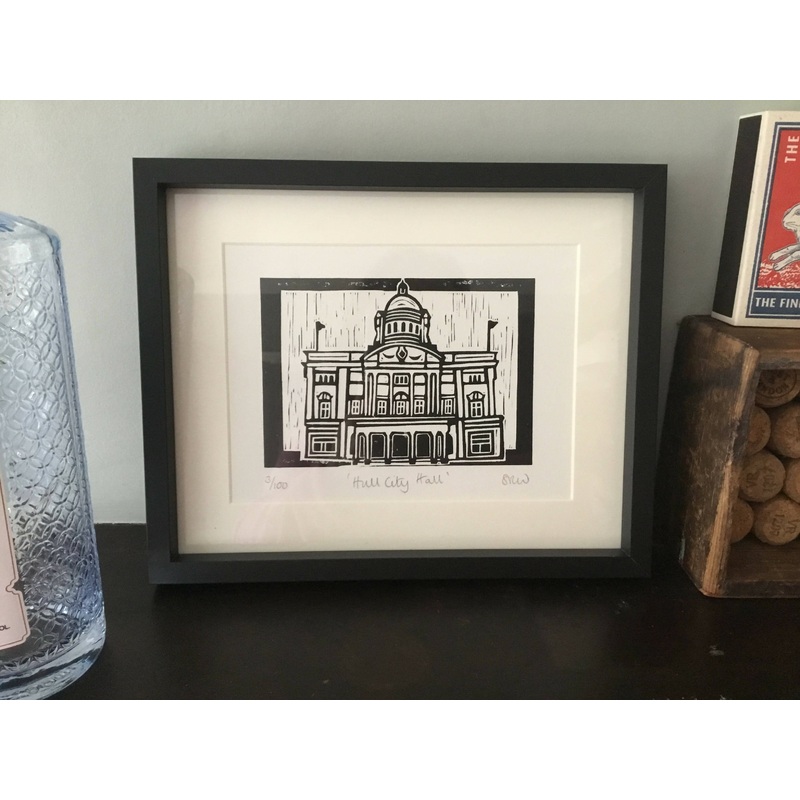 Hull City Hall Framed Lino Cut Print