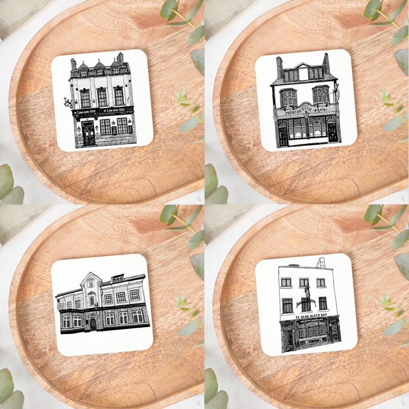 Hull Old Town Pubs Coaster Set