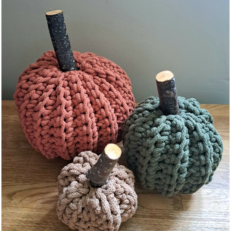 Large Crochet Pumpkin|Mustard|Terracotta|Burgundy|Avocado|Eucalyptus Green|Beige|Charcoal|Peony|Caramel|Spicy Yellow
