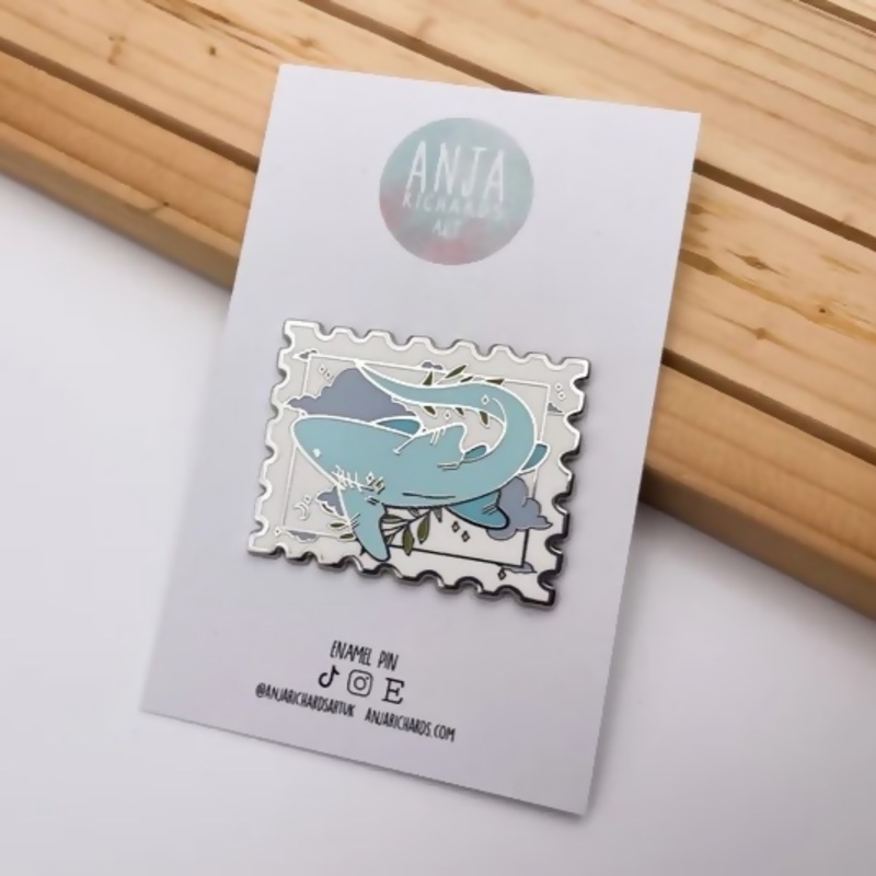 Shark Stamp Enamel Pin