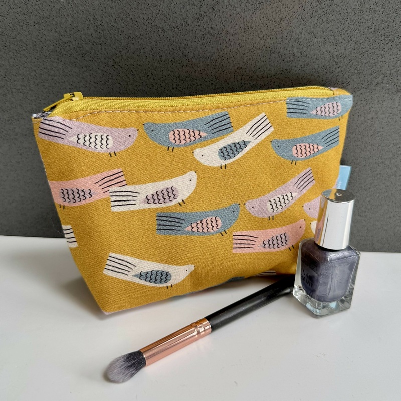 Small Make Up Bag – Mustard Birds