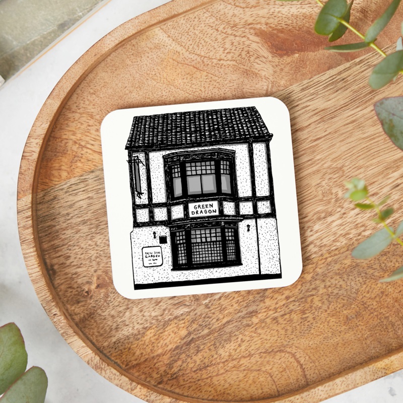 ‘The Green Dragon’ Pub Coaster